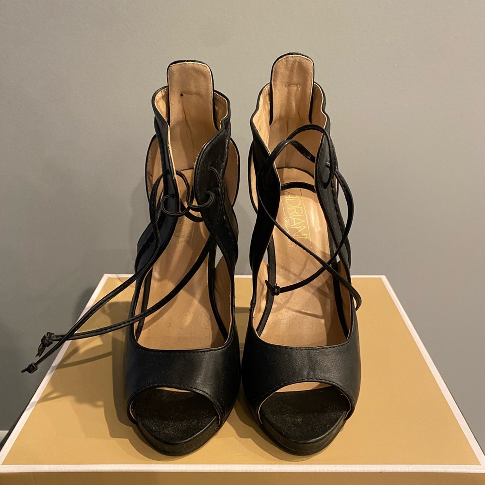 Adriana New York Black Lace-Up Heels. Style: Liana-10. Size 8